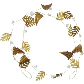 Vánoční ozdoba Girlanda House Doctor LEAF D.150cm zlatá/bílá