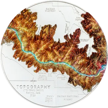 Exkluzivní stříbrná mince Grand Canyon 5 Oz 2023 Color Ultra High Deep PROOF - (1.)