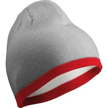 Čepice Daiber - čepice Čepice Beanie with Contrasting Border Barva: Šedá světlá - Vínová
