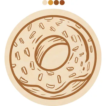 Podtácek WoodenPuzzle.cz Kulatý dřevěný podtácek s motivem - Donut Počet: 1 kus