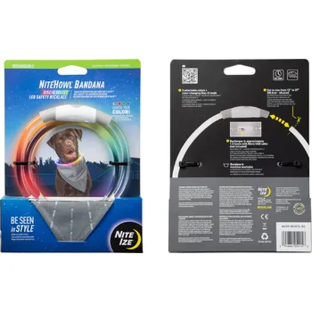 Obojek pro psa Nabíjecí LED bezpečnostní svítící obojek se šátkem Nite Ize NiteHowl Bandana- Disc-O Select Barva: GREY