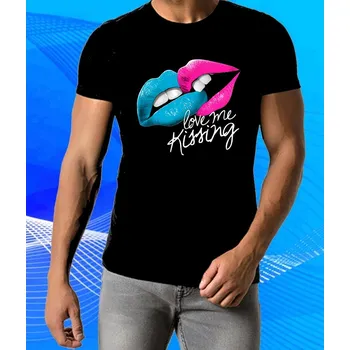 Chlapecké tričko tričko Love me Kissing - miluj mé polibky černé XXL