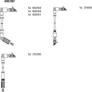 Zapalovací kabel Sada kabelů pro zapalování, , 60800515, BREMI, 600/287
