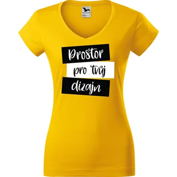Dámské tričko (v-střih) s vlastním potiskem Barva: Žlutá, Velikost: S