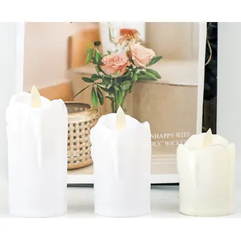 Vánoční dekorace LED svíčka s tekoucím voskem ve 3 velikostech (bílá) Velikost: Malá