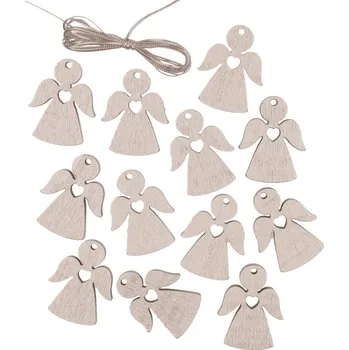 Vánoční dekorace Anděl Přerov, s.ro. Anděl dřevěný stříbrný 3 cm 12 ks na zavěšení