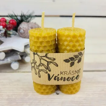Svíčka Sada svíček z včelího vosku Krásné Vánoce 7x2,8 cm
