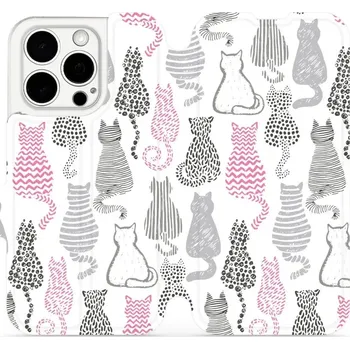 Pouzdro na mobilní telefon Flipové pouzdro Mobiwear - Apple iPhone 15 Pro - MX01S Kočičí zádíčka (Knížkové flip pouzdro, obal, kryt na mobil Apple iPhone 15 Pro - MX01S Kočičí zádíčka, materiál Umělá kůže + TPU - ochrana 360°, stojánek, silikonová vanička, magnetické zavírání)