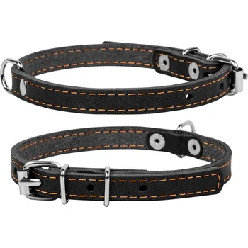 Obojek pro psa Kožený obojek černý s hnědým prošitím. Obvod krku:: 38-50 cm, širka: 25 mm