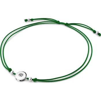 Náramek Dámský náramek přírodní diamant 0.055 ct G/SI šňůrkový kabbalah s bílým 10911-NRS-ZEL-B-DIA délka 16 cm