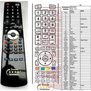 Dálkový ovladač DENVER DRE-1000, DVD-312 - kompatibilní značkový dálkový ovladač General