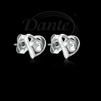 Náušnice Dante Náušnice Srdíčka čirý kamínek - 0,7 x 0,8 cm
