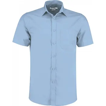 Pánská košile Kustom Kit Popelínová pánská košile lehce zúžená kolem pasu Barva: modrá světlá, Velikost: 41 (16) K141