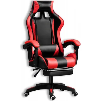 Herní židle Červeno černé herní křeslo s polštářem