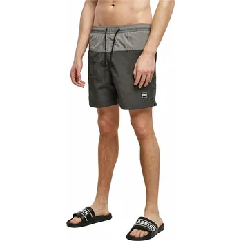 Pánské plavky Barevné pánské plavky šortky s kontrastní šňůrkou Urban Classics Barva: blackbird/asphalt, Velikost: S