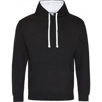 Pánská mikina Just Hoods Unisex týmová kontrastní klokánka s kapucí Barva: černá - bílá, Velikost: M JH003