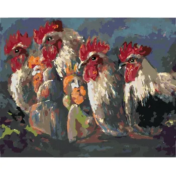 Diamondi Diamantové malování - KOHOUTI Rozměr: 40x50 cm, Rámování: bez rámu a bez vypnutí plátna