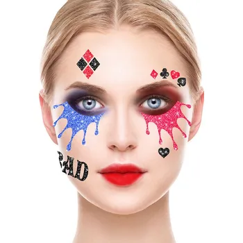Karnevalový doplněk Tetování - Harley Quinn - glitrové
