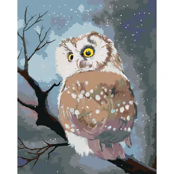Hračka Diamondi Diamantové malování - ZIMNÍ SOVA Rozměr: 40x50 cm, Rámování: bez rámu a bez vypnutí plátna