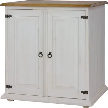Komoda Rustikální komoda WHITE HOME Slim COM20 Barevné provedení: Bílá patina K03- bílá patina K03