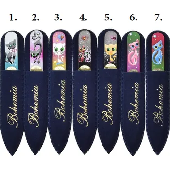 Pilníček na nehty 90 mm barevný podklad s křišťály Swarovski Elements®, dekor Kočka č. 4