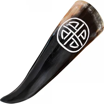 Karnevalový kostým House of Warfare Vikingský roh na pití 300ml s gravírovaným uzlovým štítem - Outlet