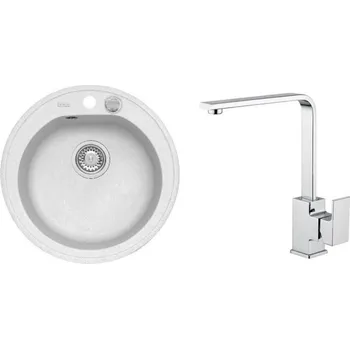Granitový dřez Alveus Niagara 10 BÍLÁ Set - různé typy baterií Dřez / Set: Set, Baterie: Set Reno