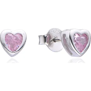 Náušnice NUBIS® Stříbrné náušnice srdíčka se zirkony 4mm - NB-3900-04