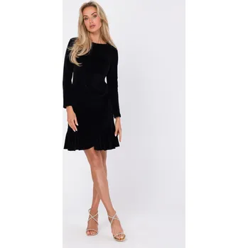 Dámské šaty Sametové minišaty MOE M765 černé EU velikost: XL