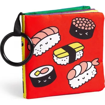 Výuková hračka Mudpuppy Látková kniha k zavěšení na kočárek Gurmán