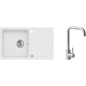 Granitový dřez Alveus Galapagos 30 BÍLÁ Set - různé typy baterií Dřez / Set: Set, Baterie: Set Angle