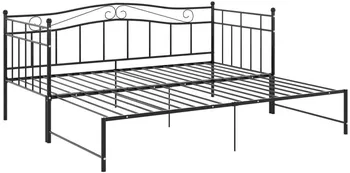 Postel Kovový rám vysouvací postele/pohovky 324782 90 x 200 cm černý