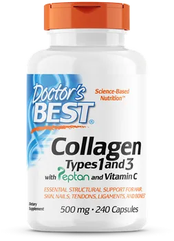 Kloubní výživa Doctor's Best Kolagen Typ I & III s Peptanem a vitamínem C 500 mg 240 cps.