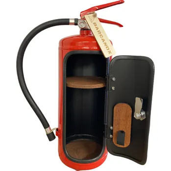 Dárkový potravinový koš Hasičák bar červený prázdný, hnědé dřevo - dárek nejen pro hasiče