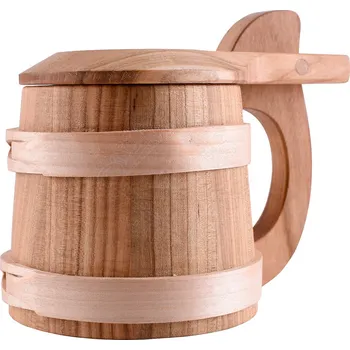 Sklenice Deepeka Dřevěný korbel na pivo s víkem