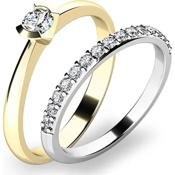 Módní doplněk Zásnubní prsten zlato mix 585/1000 zirkon set zásnubních 10840-SET01-ZB velikost 59