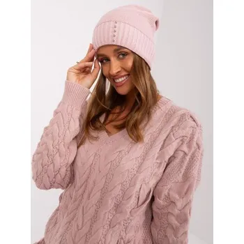 Čepice Dámská čepice s nášivkou RUE PARIS světle růžová