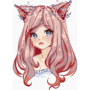 Diamondi Diamantové malování - ANIME DÍVKA S RŮŽOVÝMI VLASY Rozměr: 40x50 cm, Rámování: bez rámu a bez vypnutí plátna