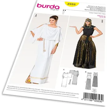 Střih Burda 2353 - Římanka, Egypťanka, antické šaty