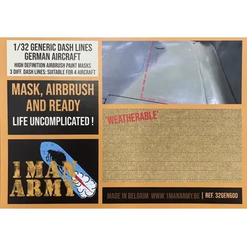 Plastikový model 1ManArmy 1/32 German Aircraft DASHED LINES Airbrush mask