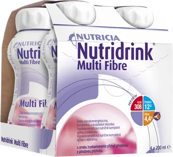 Speciální výživa Nutricia Nutridrink Multi Fibre jahodový 4x 200 ml