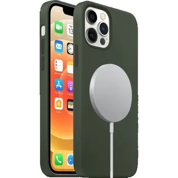 Pouzdro na mobilní telefon VSECHNONAMOBIL 27095 RUBBER MagSafe Kryt Apple iPhone 12 / 12 Pro tmavozelený