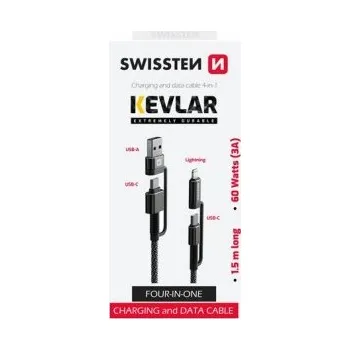 Datový kabel DATOVÝ KABEL SWISSTEN KEVLAR 4in1 3A 1,5 M ANTRACIT