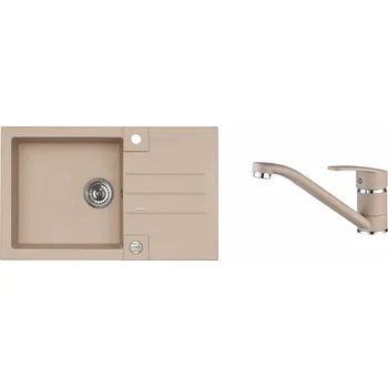 Granitový dřez Alveus ROCK 130 BÉŽOVÁ Set - různé typy baterií Dřez / Set: Set, Baterie: Set Nina