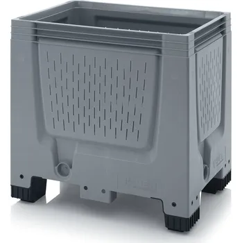 paleta Big boxy s větracími otvory 80 x 60 x 79 cm, 4 nohy - Stříbrošedá - materiál: 1 A nový materiál HD-PE - BBO 86