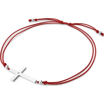 Módní doplněk Dámský náramek přírodní diamant 0.006 ct G/SI šňůrkový kříž 10947-NRS-CV-B-DIA délka 16 cm