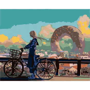 Hračka Diamondi Diamantové malování - DÍVKA NA KOLE Rozměr: 40x50 cm, Rámování: bez rámu a bez vypnutí plátna