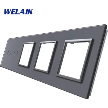 vypínač WELAIK čtyřnásobný skleněný panel 2+zás+zás + zás - tmavě šedý