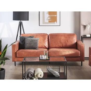 Pohovka Čalouněná pohovka do obývacího pokoje ze zlatého bronzu, kovové nohy, retro design, 3místný Beliani