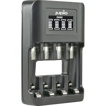 Nabíječka baterií Nabíječka Jupio USB 4-slots Ultra Fast Battery Charger LCD pro 1 až 4ks AA/ AAA baterií JBC0140